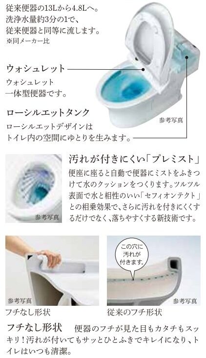 TOILET洗浄水量4.8Lの超節水便器（こだわりECO）