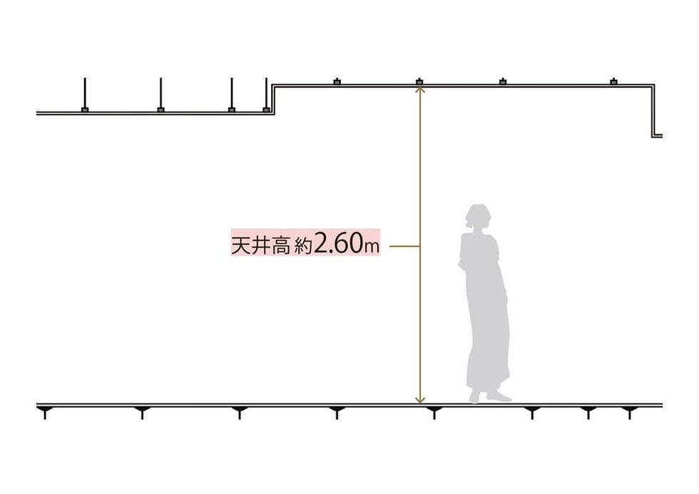 ゆとりの空間設計 LD天井高約2.6m