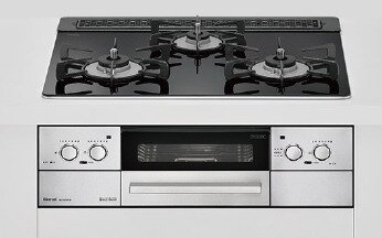 ガラストップ3口ガスコンロ