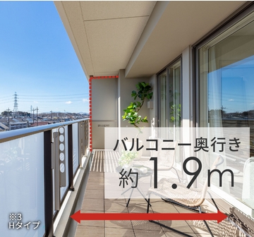 ハイパーテーション採用のバルコニー