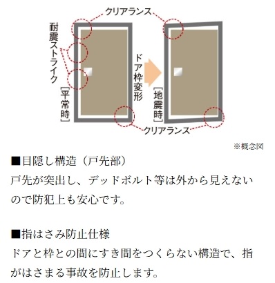 対震防犯の玄関ドア