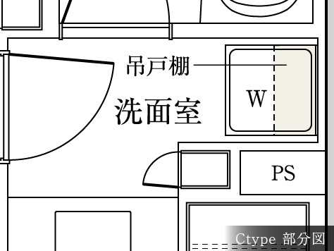 洗濯機置場吊戸棚