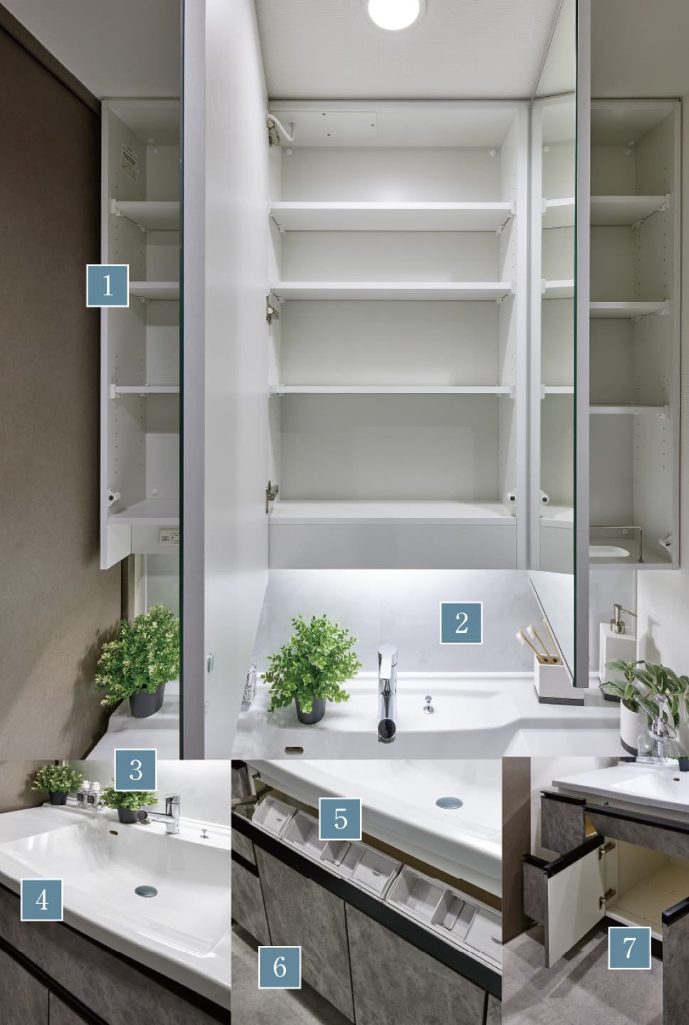 心地よさを追求したホテルライクなドレッサーと、いつも清潔を保ち、先進機能を備えたトイレ。