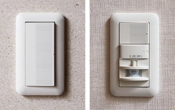 ワイドスイッチ＆人感センサー付き玄関照明スイッチ