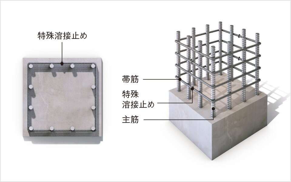 粘り強さをアップする柱構造