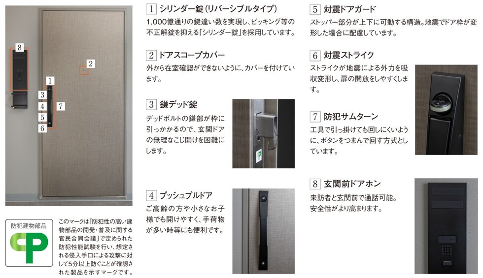 防犯性と操作性を高めた「玄関ドア」を採用