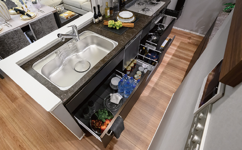 プルモーション機能付
スライド式収納