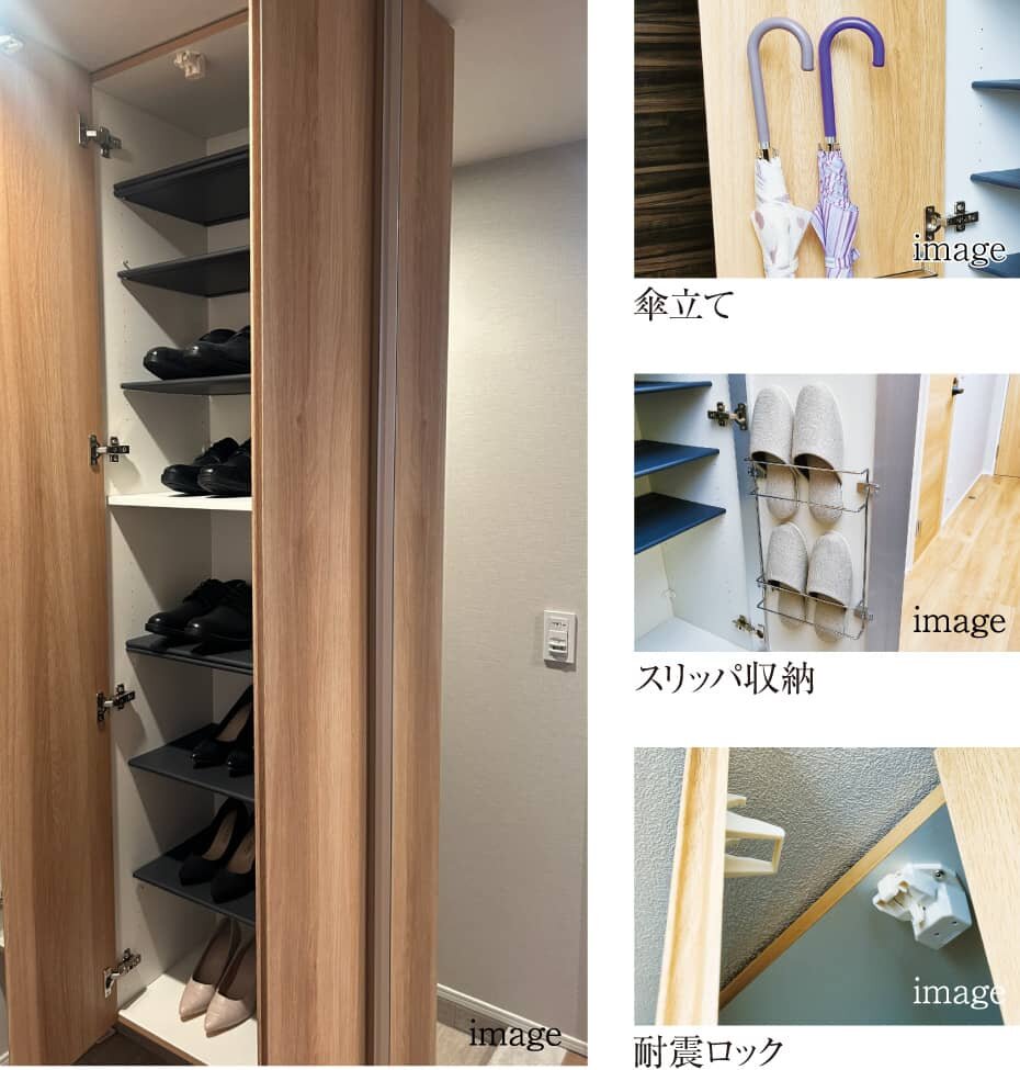 鏡付きシューズボックス