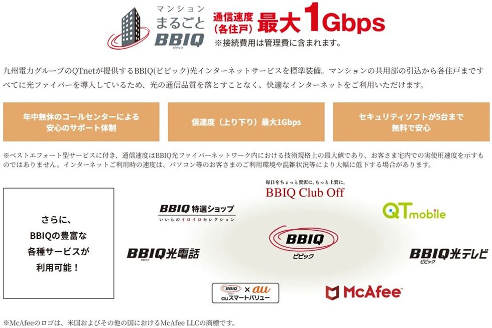 光回線を各戸に導入した高速＆高品質インターネットを標準装備