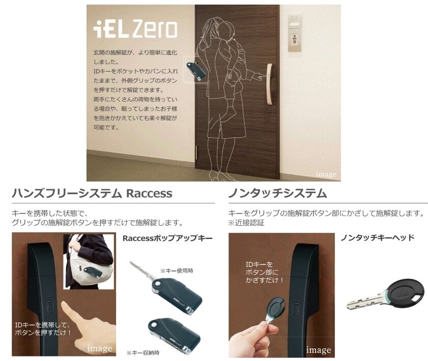 Raccessキー（ハンズフリー認証）
エントランス（各住戸ドア）