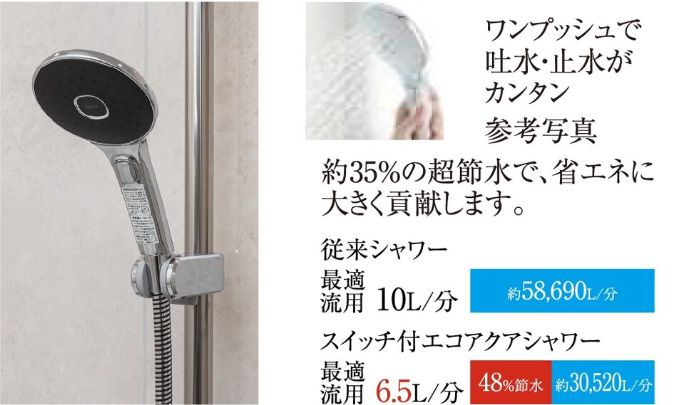 スイッチ付エコアクアシャワー