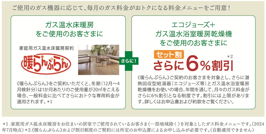 東京ガスのおトクなガス料金メニュー