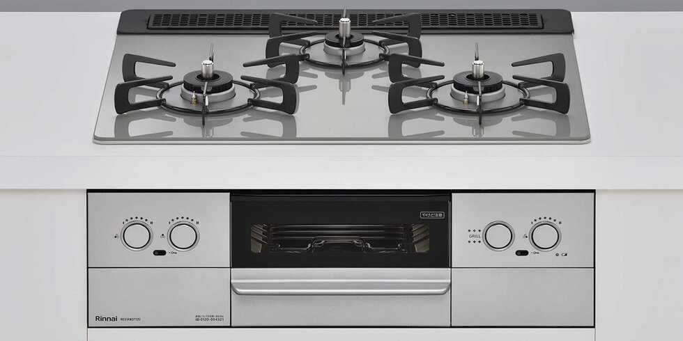 水なし両面グリルを搭載したガラストップスコンロ