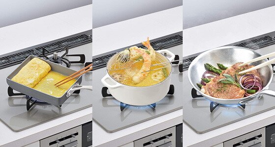 温度調整機能を左右バーナーに搭載