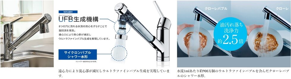 浄水機能付ハンドシャワー水栓ウルトラファインバブル浄水