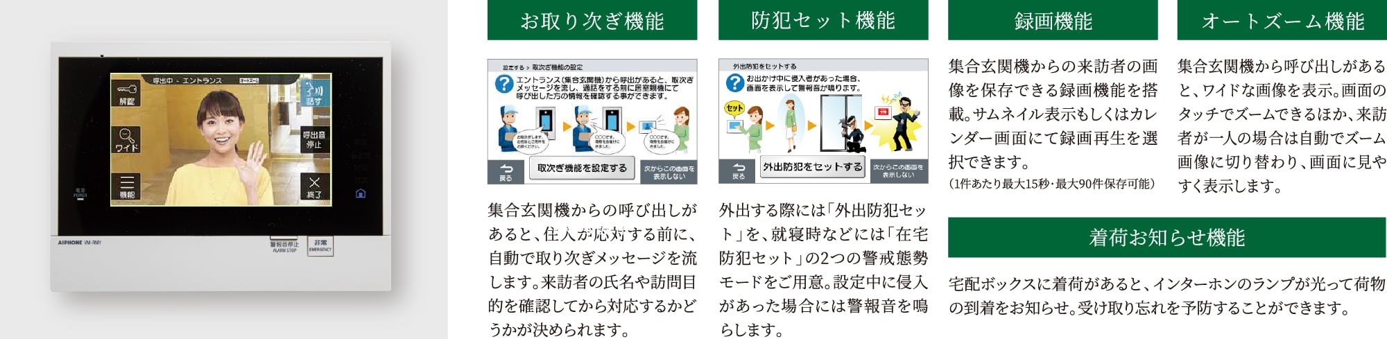 タッチパネル式7型ワイドインターホン