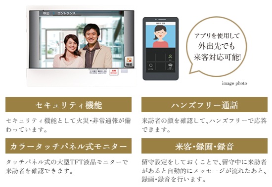 録画・録音機能搭載の大型7インチ、カラーTVモニター付インターホン