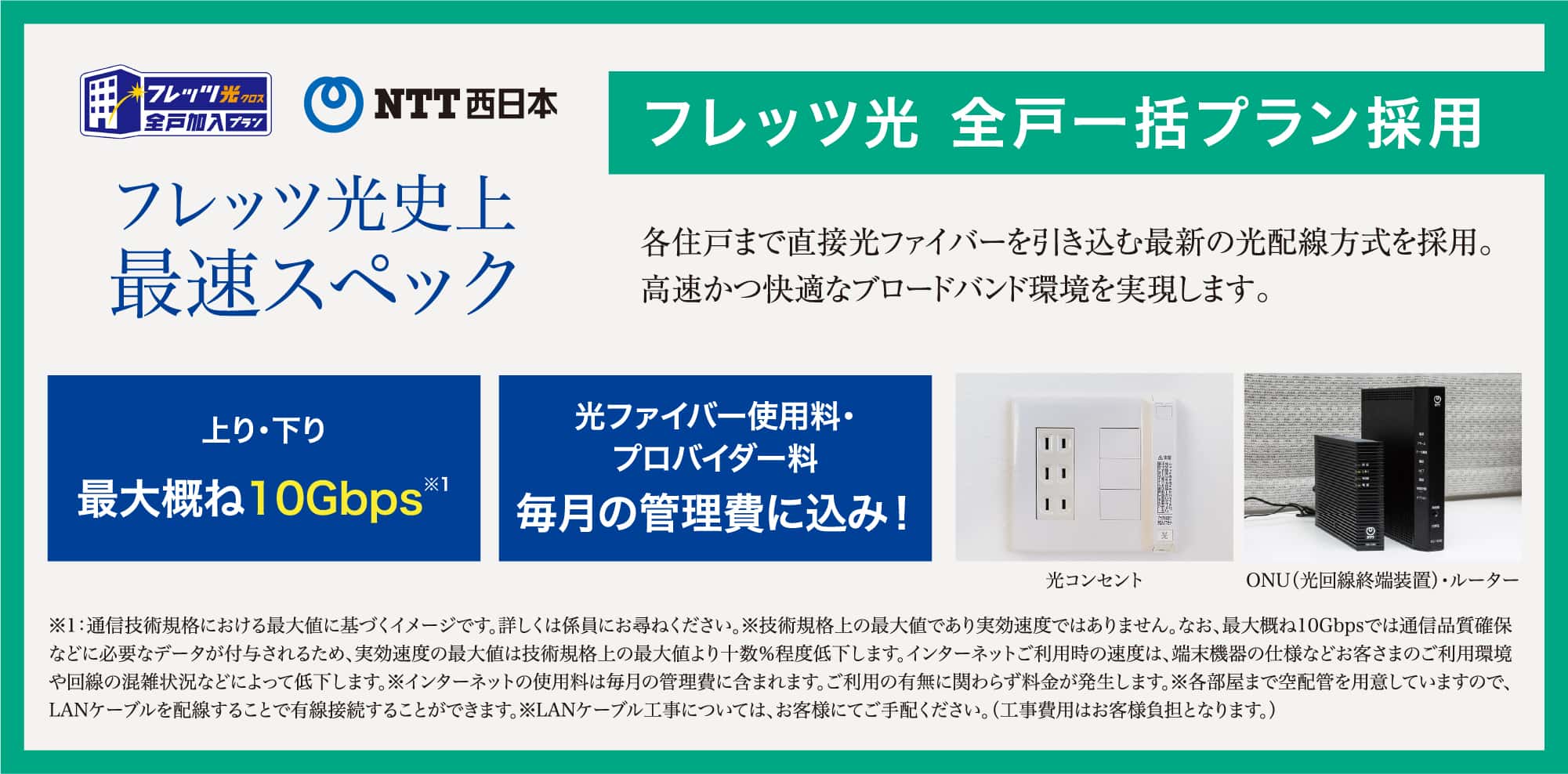 フレッツ光史上最速スペック
全戸一括プラン採用