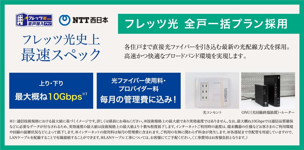 フレッツ光史上最速スペック
全戸一括プラン採用