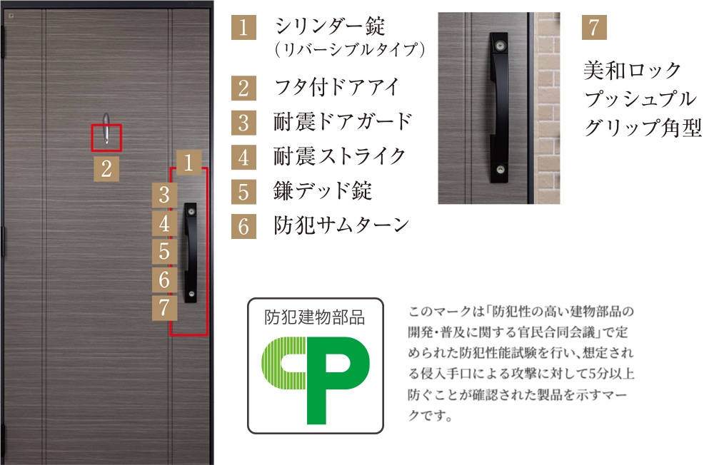 防犯性と操作性を高めた「オリジナル玄関ドア」を採用。