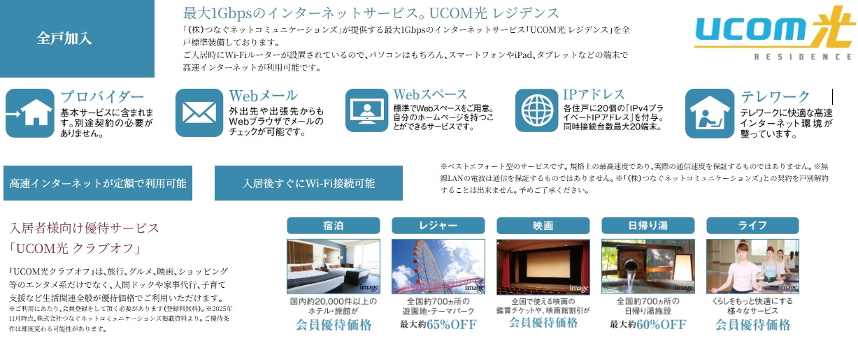 最大1Gbpsのインターネットサービス。UCOM光 レジデンス