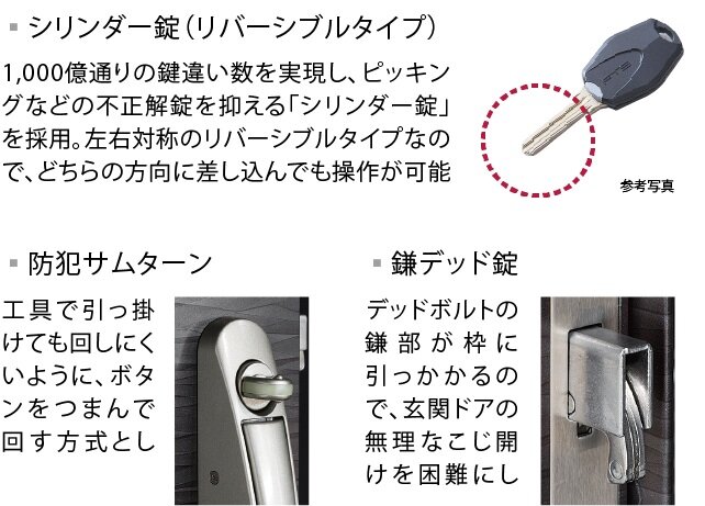防犯性を高めた「玄関ドア」を採用