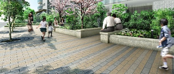 緑道の並木道完成図