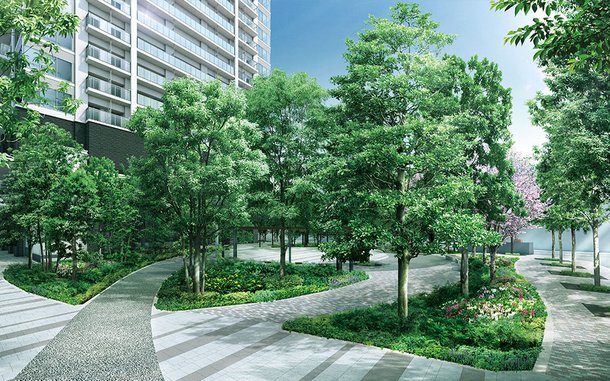広場と外観完成予想図