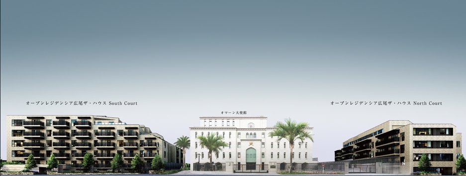 South Court(左)、North Court(右) 外観完成予想CG