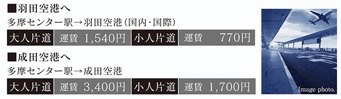 空の玄関口には「多摩センター」駅から空港バスが便利。
