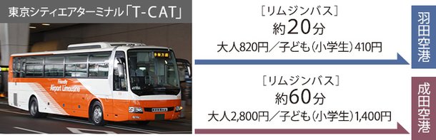空港へのアプローチは、T-CATからリムジンバスで快適に。