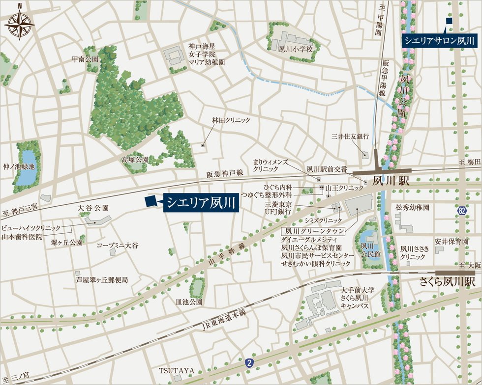 現地・サロン案内図