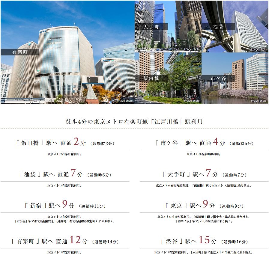 徒歩4分の東京メトロ有楽町線「江戸川橋」駅利用