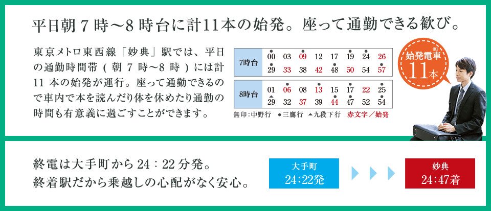平日朝7時~8時台に計11本の始発。座って通勤できる歓び。