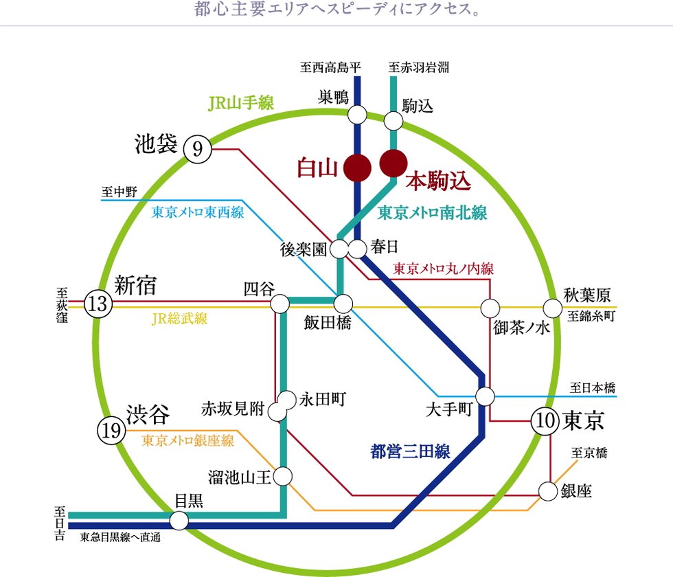 都心主要エリアへスピーディにアクセス。