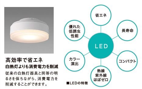 省電力、長寿命のLED照明を、専有部、共用部に採用