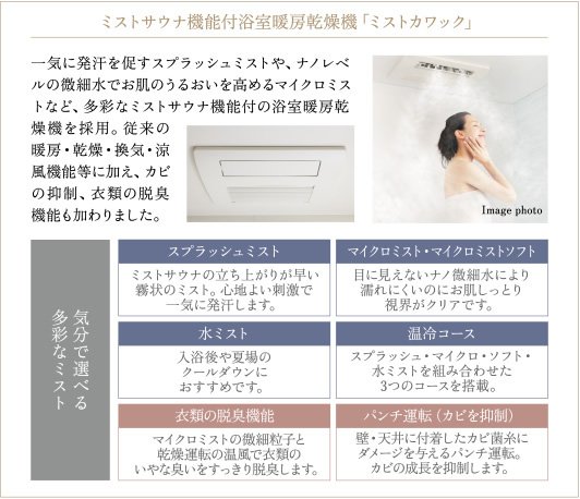 ミストサウナ機能付浴室暖房乾燥機「ミストカワック」