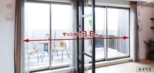 2連引き違いサッシの開放空間(A・B・C・Dタイプメニュープランの場合)