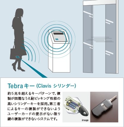 ハンズフリーキーで解除できる「Tebra pass」採用