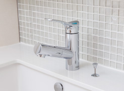 【引出式シングルレバー混合水栓】
水量や湯温の調整がしやすい