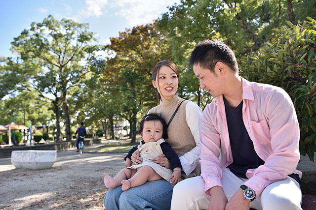 同世代のファミリーも多く、「はじめての子育ても心強い」と奥様。