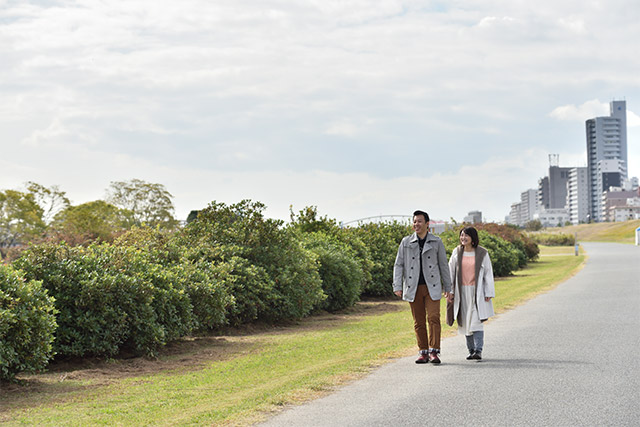 河川敷を往復で、1時間半のウォーキングを楽しんでいるそう。