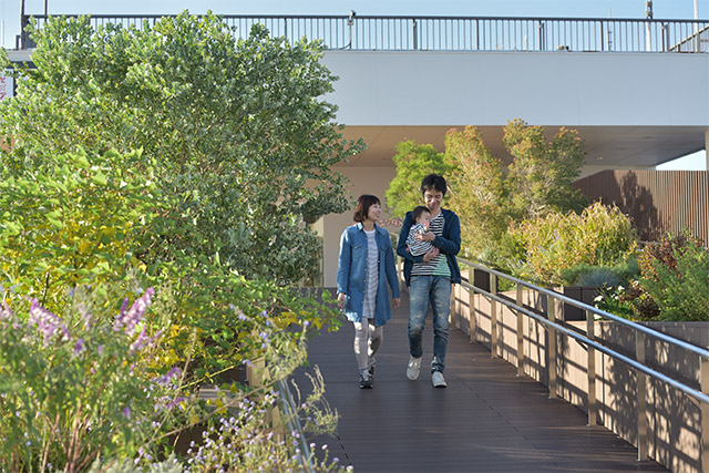 季節の草花を楽しみながら、お散歩を楽しむT様ファミリー。